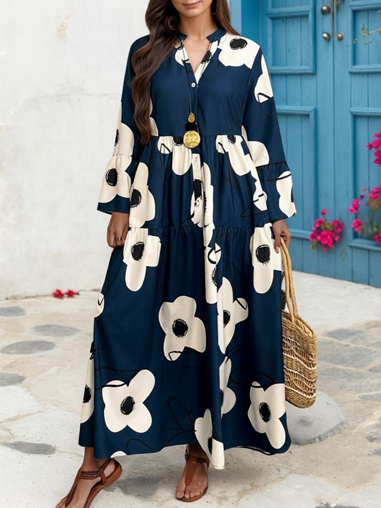 Midi Skirt Floral - Robes pour femmes grandes tailles XL-4XL,