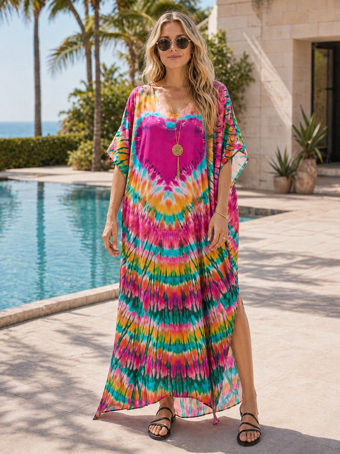 Robe de plage Kaftan à imprimé - Cover Up Kaftan avis et prix