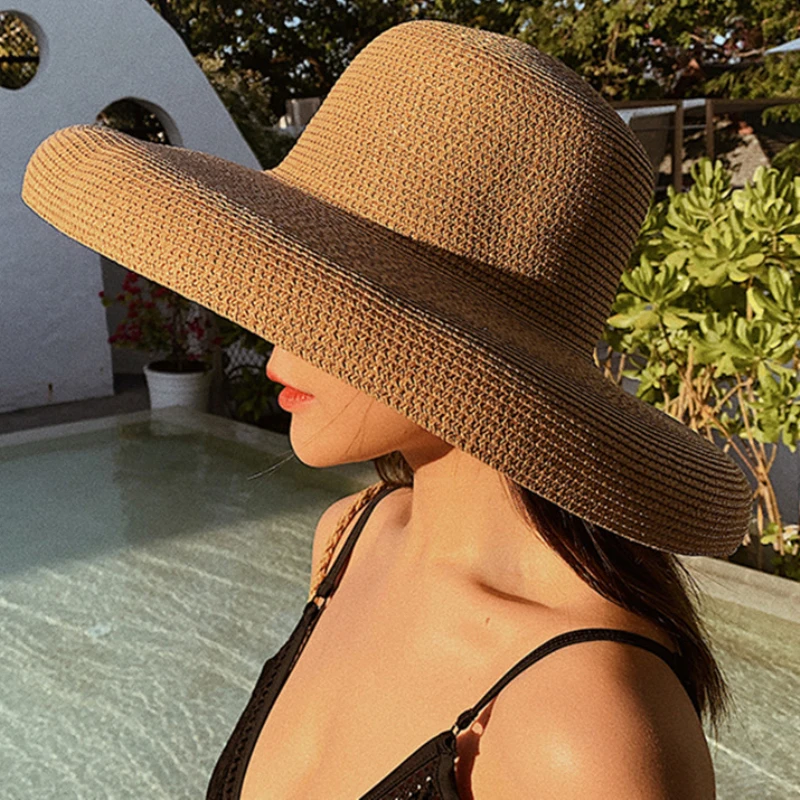 Nouveau Chapeau de Paille Uni  - Hat Floppy Wide avis et prix