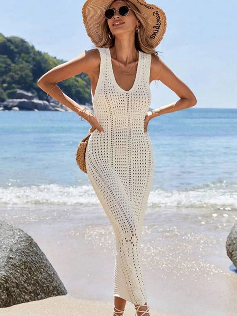 Robe de plage longue à col en  - Cover Up Kaftan avis et prix